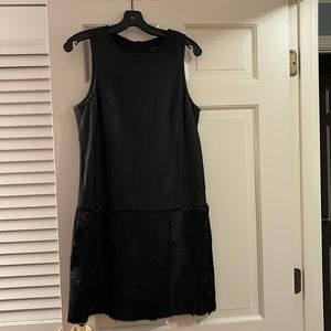 Theory leather & fur dress